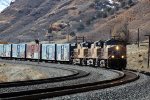 UP 5628, 5663, 8025 (C44ACCTE, C44ACCTE, C45ACCTE) lead an eastbound manifest through Echo Canyon, Utah. February 19, 2022 {Winter Echofest}